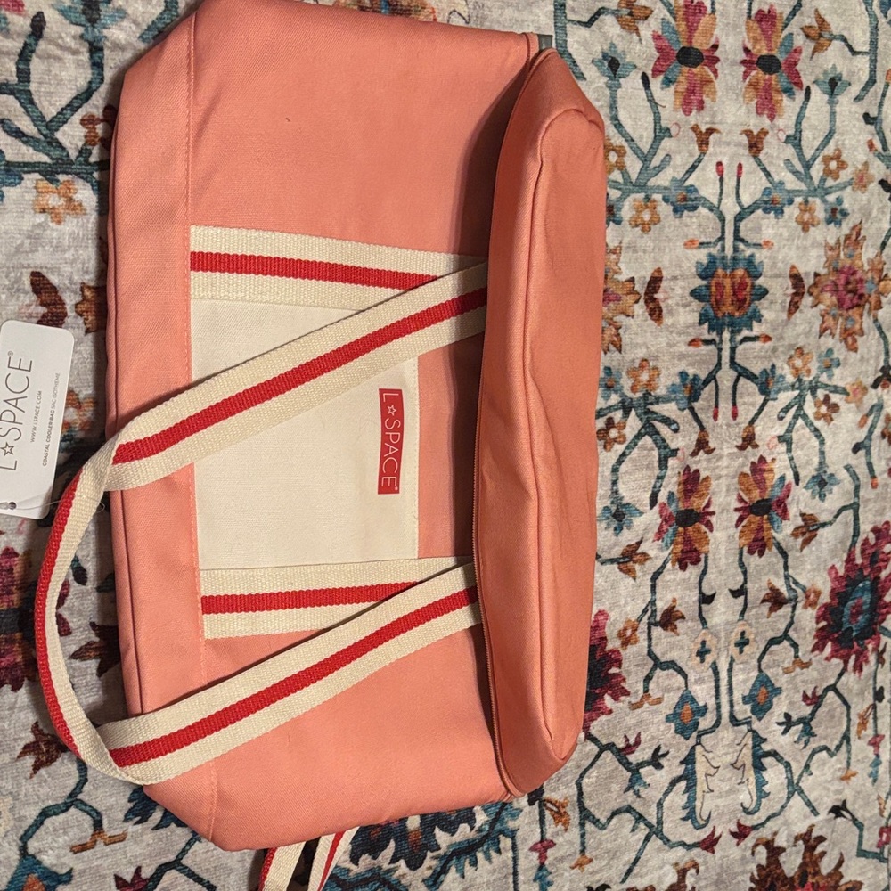 L*Space Coral and Ivory internal thermal Tote Bag
